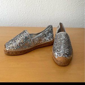 Dolce & Gabbana Silver Sequin Slip-on Shoes Size 38